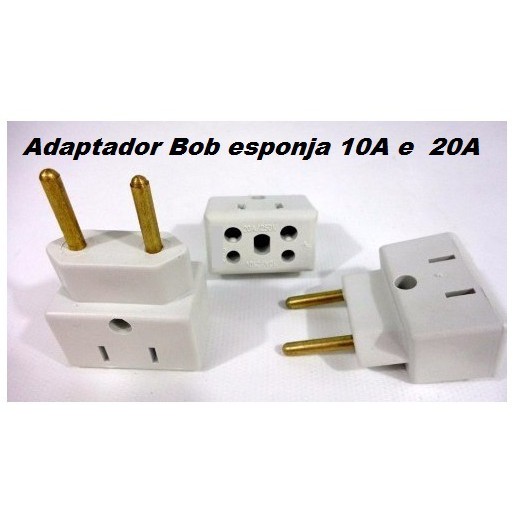 100 Unidades = PLUG ADAPTADOR DE TOMADA 10A /20A BOB 3 PINOS PARA PINOS