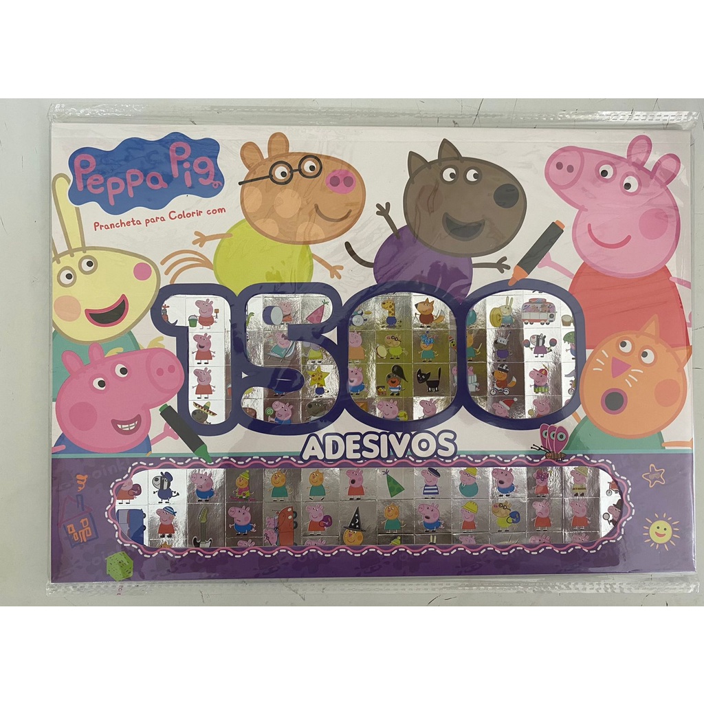 Prancheta Para Colorir Com 1500 Adesivos, Peppa Pig