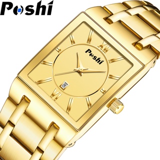 Relógio POSHI Masculino De Aço Inoxidável Luxuoso Marca Quartz Com Data Luminoso Impermeável-PS922