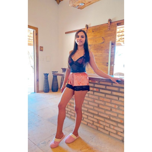 conjunto babydool short e cropped  veludo