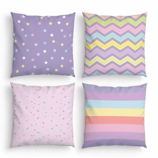 Kit 4 Capas de Almofadas Decorativas Infantil Coloridas tons de Lilás 45cm em Oferta na Shopee