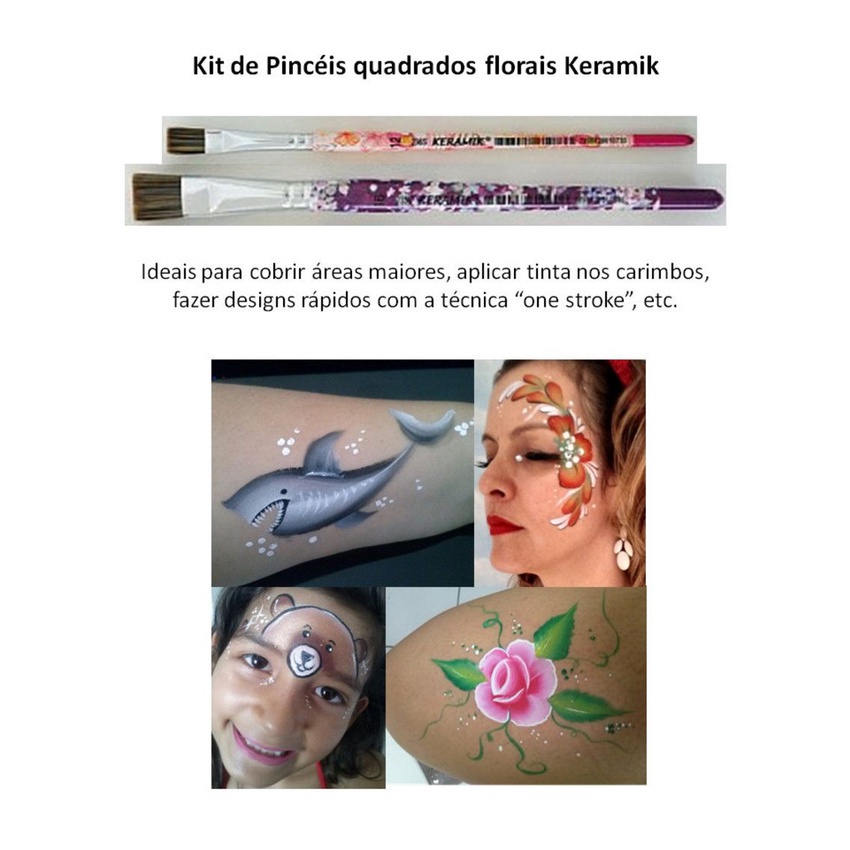 Kit de pincéis quadrados Keramik 236 Tam. 12 e 235S Tam. 16
