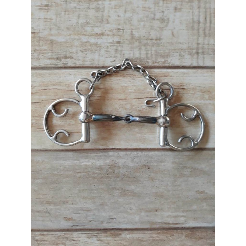Bridão Bride Espanhol de Inox com Bocal de Ferro Embocadura para Cavalos