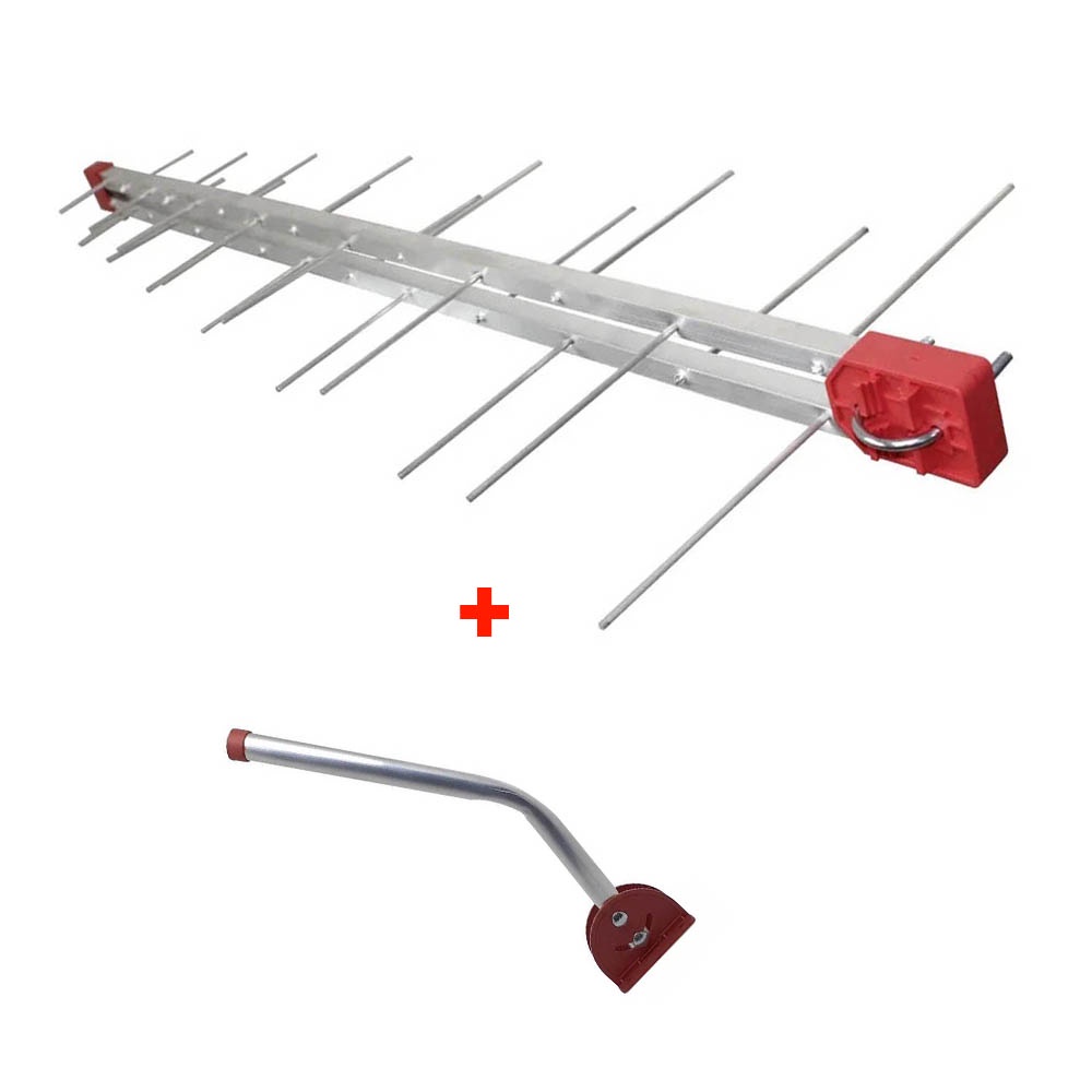 Antena Digital 4K Log Periódica 28 Elementos Digital UHF e Mastro Articulável 45 cm Capte