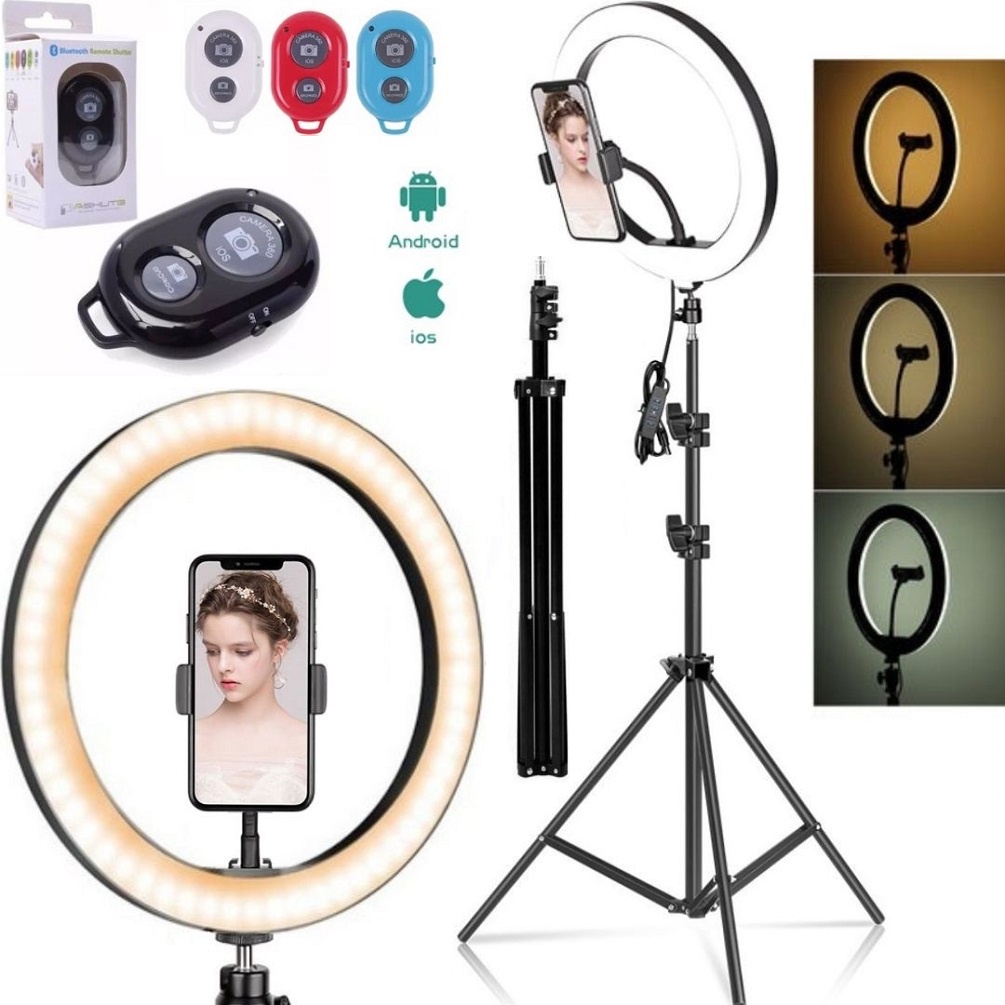 Ring Light Iluminador Led Profissional Tripé Suporte Celular Controle Para Foto e Vídeo
