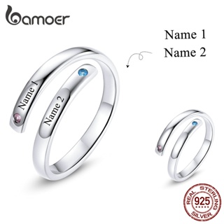 Bamoer Anel Personalizado com Letras Gravadas Prata 925 Ajustável para Presente de Aniversário Feminino SCR747​ em Oferta na Shopee