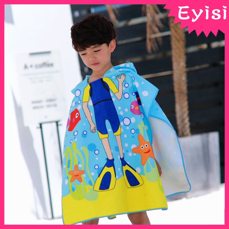 Toalha Infantil Poncho Robe Com Capuz Para Mudar Na Piscina Praia Encaixa 80 1cm De Altura Para Criancas Shopee Brasil