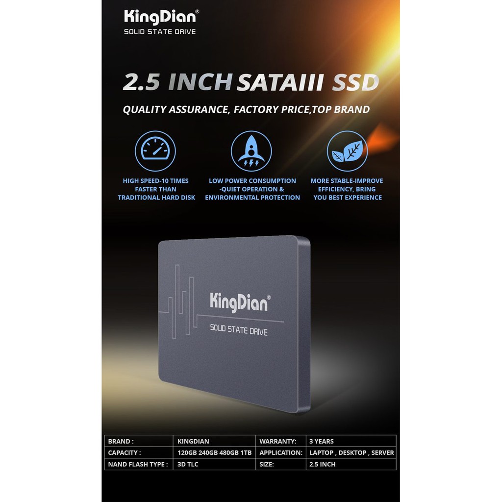 SSD Kingdian S280-120g 120gb Preto Disco Sólido Interno