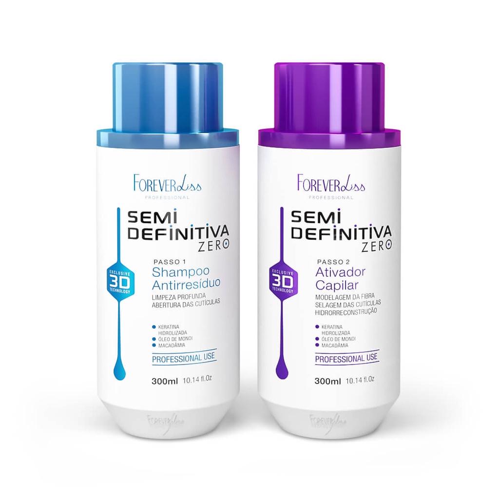 Kit Escova Semi Definitiva Zero 2x300ml Forever Liss