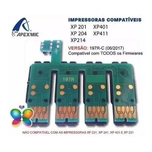 Chip Para Bulk Ink Compatível com Impressoras Epson Xp201, Xp204, Xp214