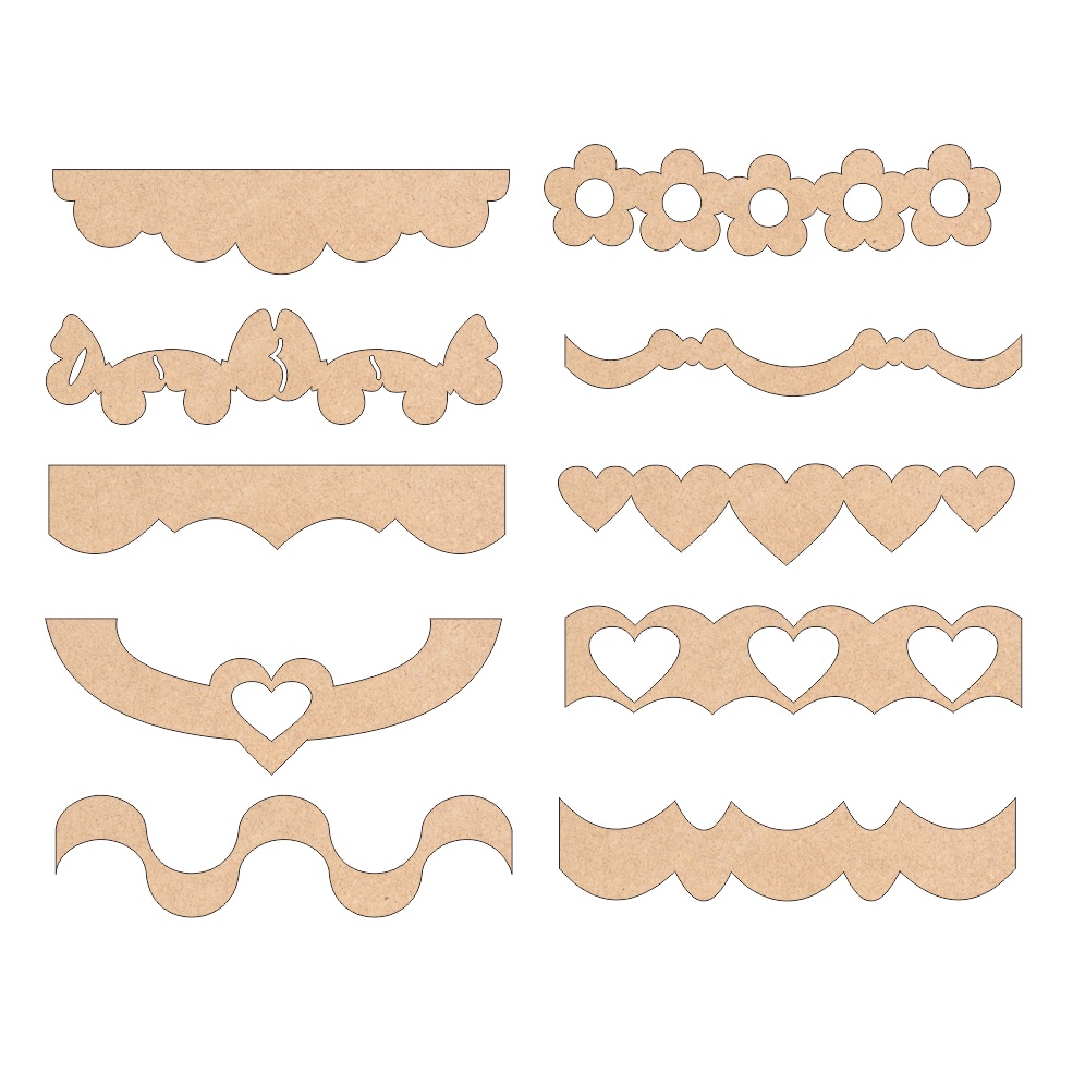 Kit 10 Réguas Barrados Para Artesanato Patchwork em MDF Cru - KIT E