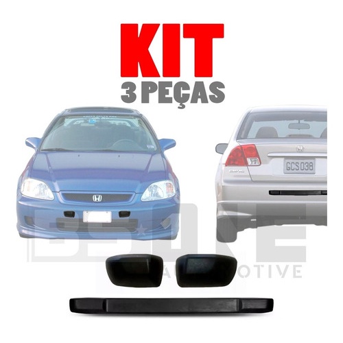 Kit Protetor Parachoque Borracha Civic 96 97 98 99 00 01 02