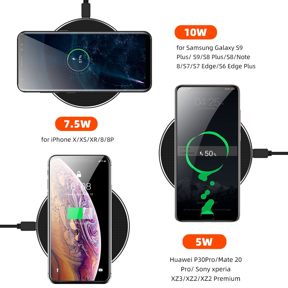 10W Fast Wireless Charger For Samsung Galaxy S10 S9 S8 USB Qi Quick Charge  3.0 Charging Pad for iPhone 11 Pro XS Max XR | Shopee Brasil