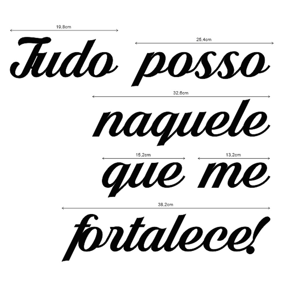 Placa Aplique Palavra Tudo Posso Naquele Que Me Fortalece Recorte MDF 3mm Artesanato Preto Decori Br