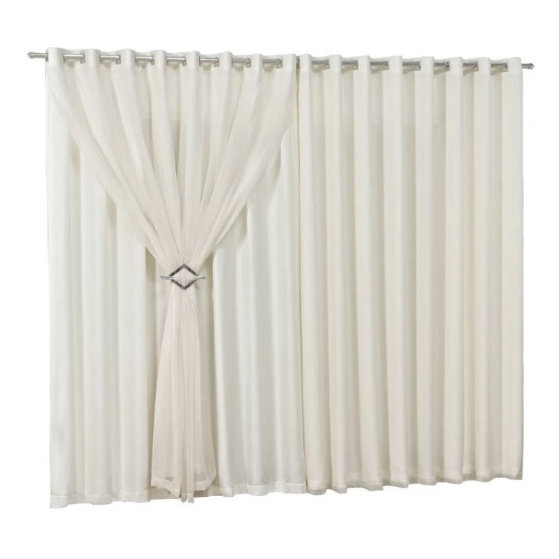 Cortina 8,00m X 2,50m Forro Microfibra E Voil Sala E Quarto em Oferta na Shopee