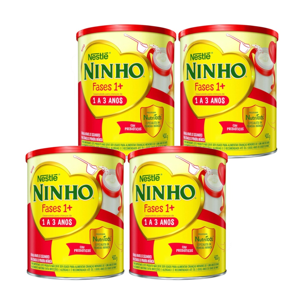 Kit 4x Leite em Pó Ninho Fases 1+ Nestlé 400g
