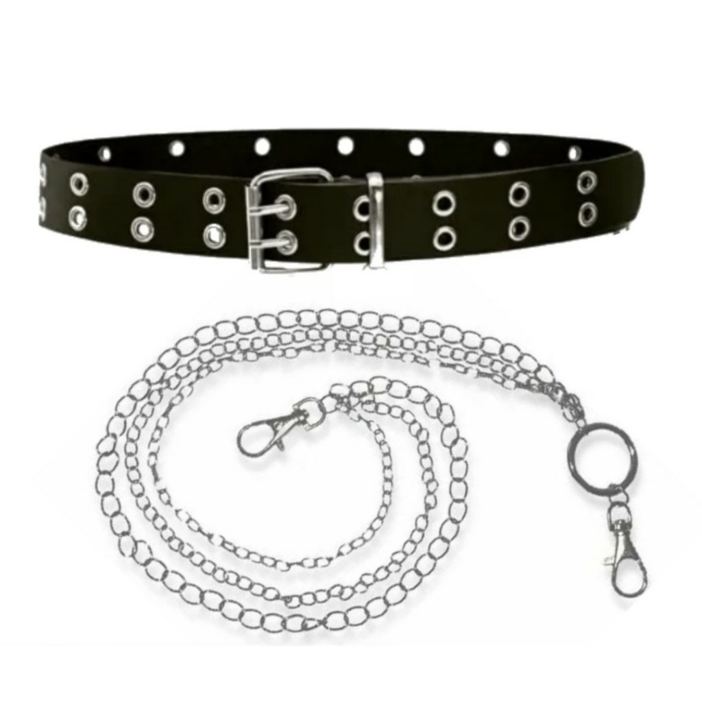 Cinto Punk Rock Ihós duplo + corrente tripla / sinto