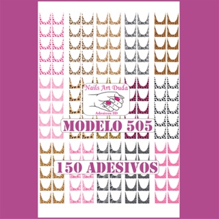 150 adesivos de unha 3D francesinha colorida PRÉ PRONTO - modelo 505 em Oferta na Shopee