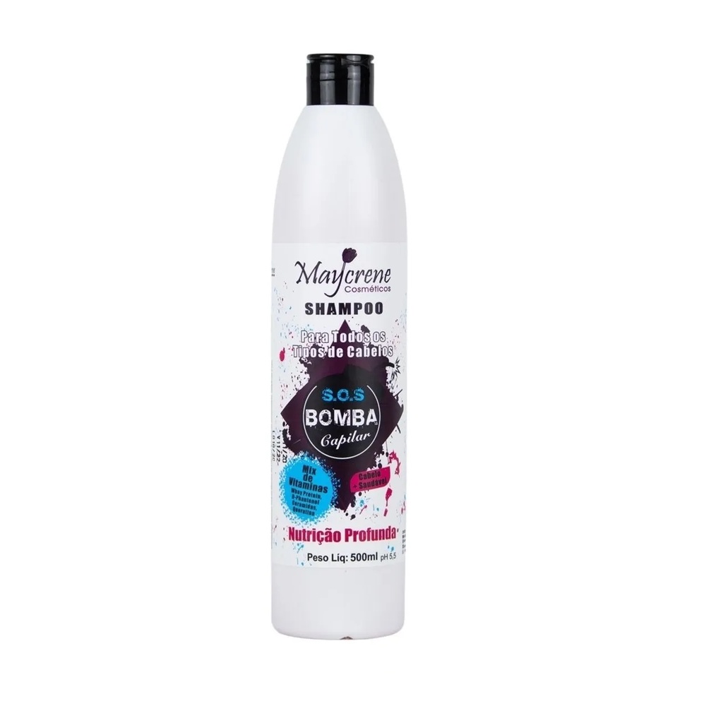 Shampoo S.O.S Bomba de Crescimento 500ml Maycrene Crescimento Capilar