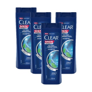 Kit 4 Shampoos Clear Men Anticaspa Ice Cool Menthol 200ml em Oferta na Shopee