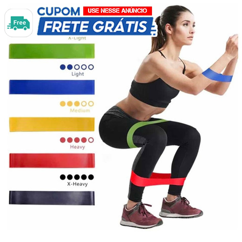 5 Mini band elastico de exercícios fitness (5 unidades) Academia Faixa elastica treino Kit