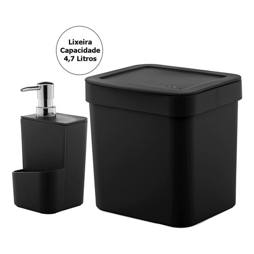 Utensílios De Cozinha Lixeira 4,7 L Porta Detergente Esponja Kit Pia