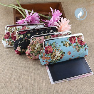 Bolsa De Moedas Feminina / Bolsa De Dinheiro / Carteira Com Estampa De Flor Grande