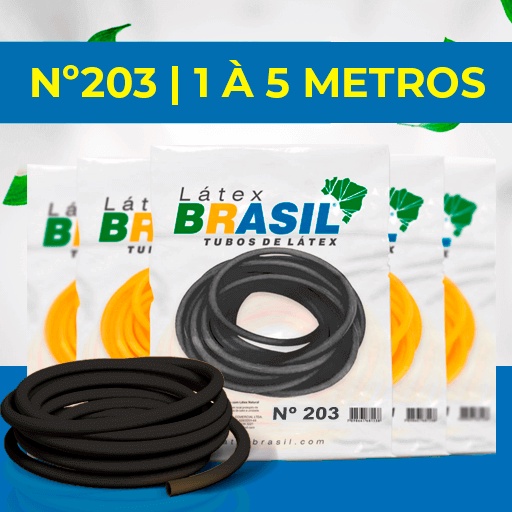 Garrote Elástico, Tubo de Látex Nº 203, 1 à 5 Metros Preto, Borracha, Tripa de Mico