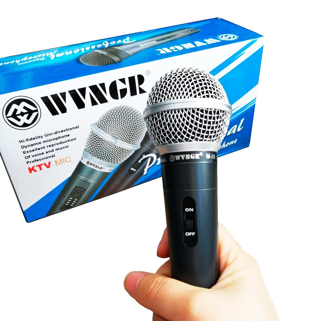 Microfone Com Fio Dinâmico Profissional Metal com Cabo 5 metros para Igreja M-58 WVNGR