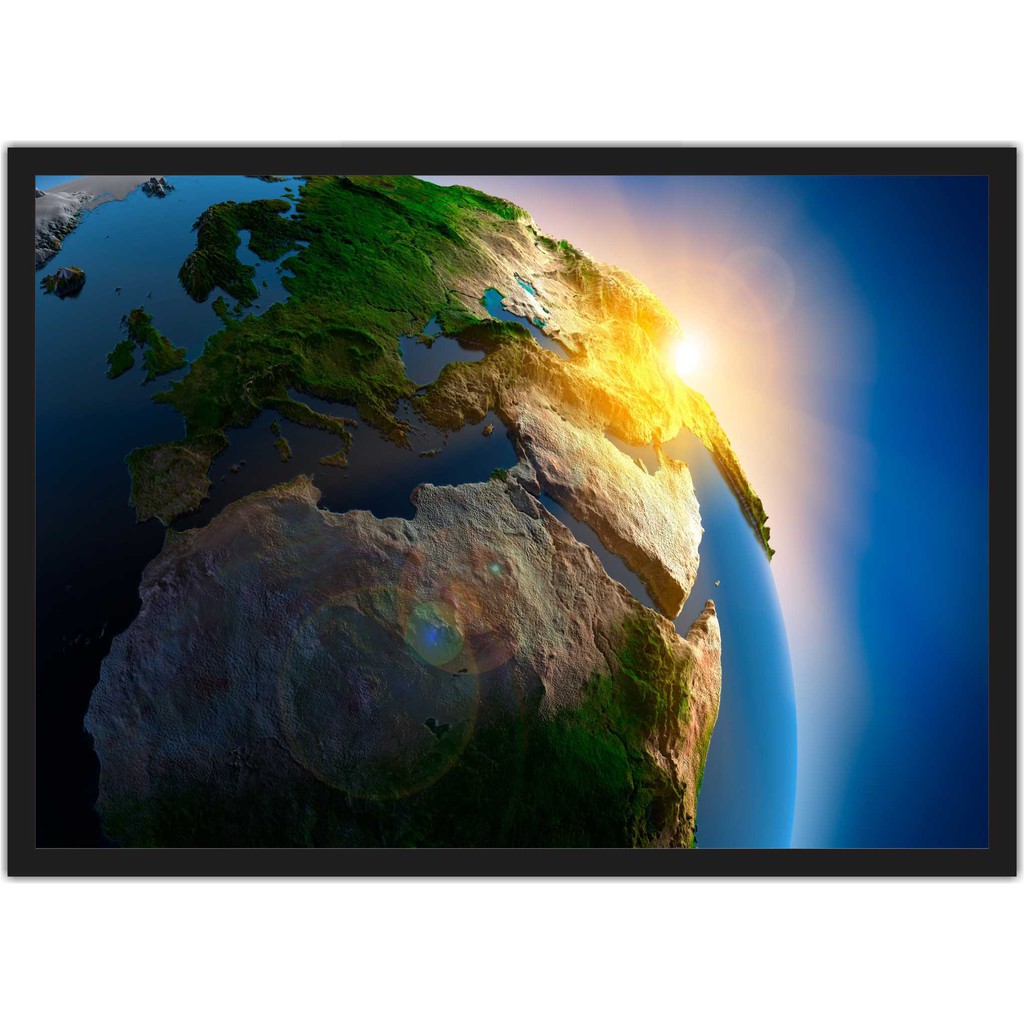 Quadro Decorativo Universo Galáxias Planeta Terra Espaço Cósmico Decoração Quartos Salas Com Moldura T004 PP