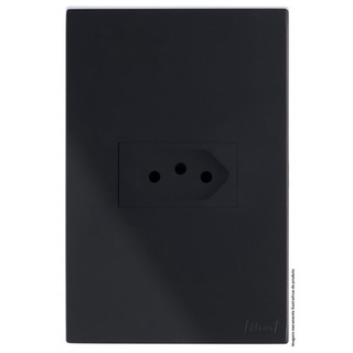 Cj Tomada 20a Horizontal 4x2 - Recta Black Satin Fosco - Brs12163-0bk
