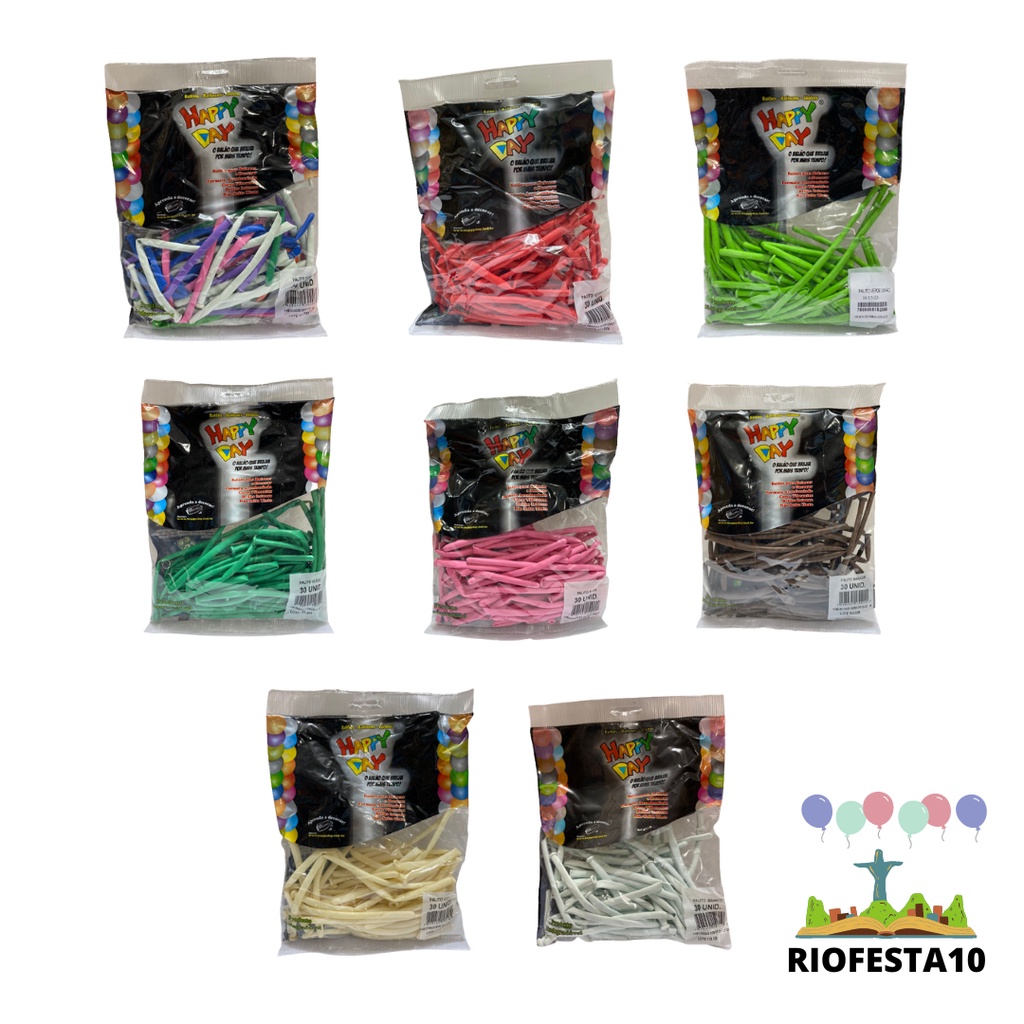 Bexiga Balão Palito Amarração Escultura Happy Day - Escolher Cor e Quantidade no Anúncio em Oferta na Shopee