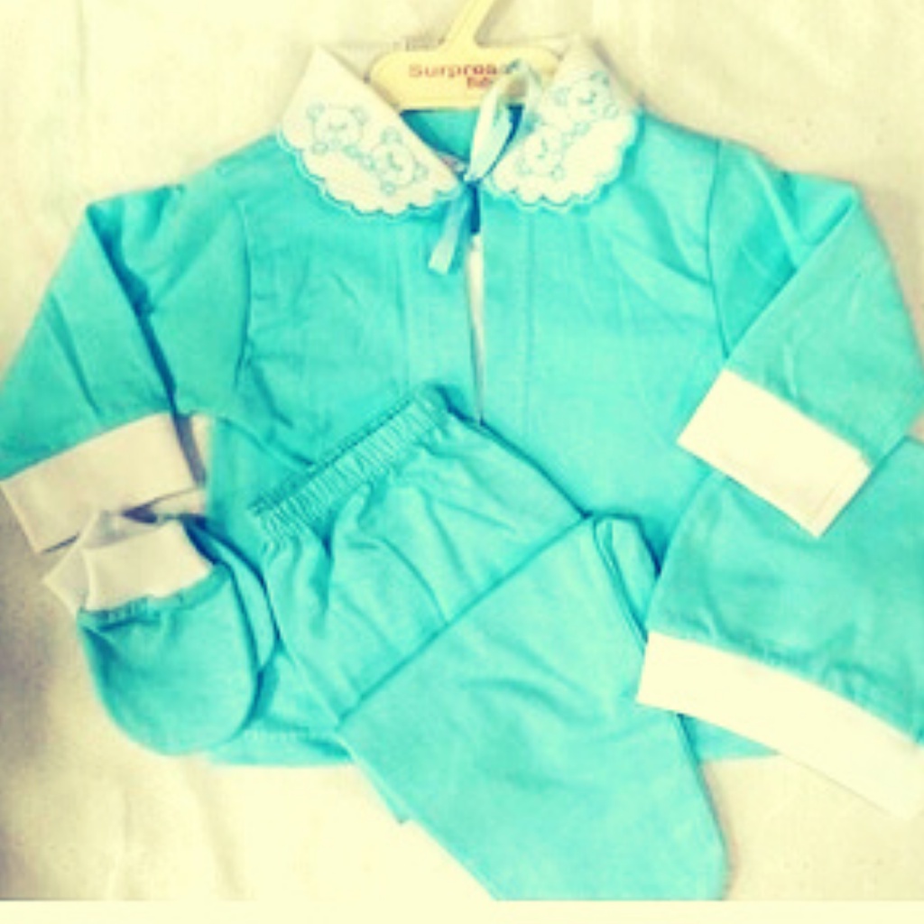 Pagão Bordado 5 Peças Algodão Bebe Menino e Menina em Azul Bebe e Rosa Bebe — R$ 34,90 em Shopee