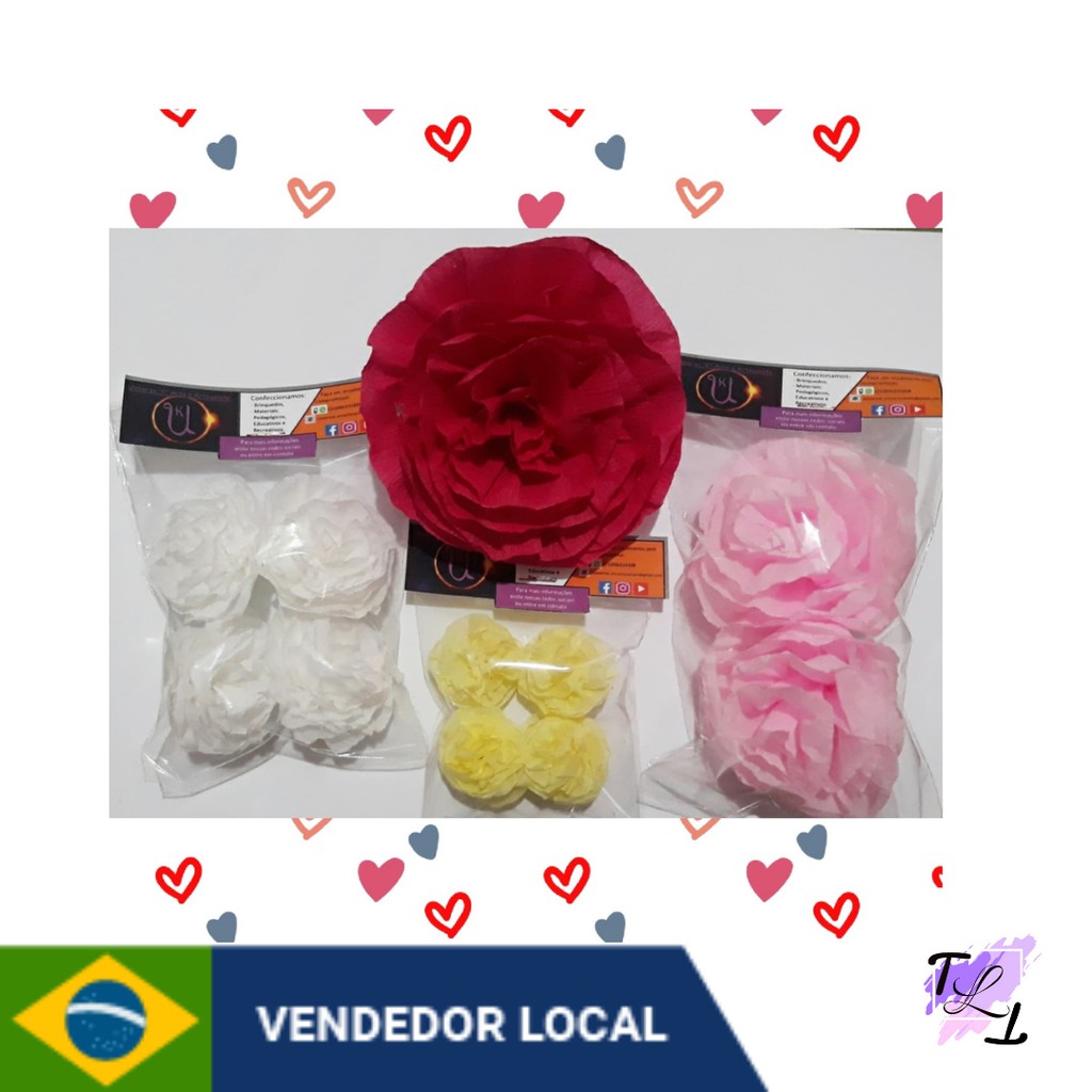 Aplique De Rosas De Papel Crepom 3cm - Ótimo Para Decoração, Enfeite De  Mesa, Parede E Lembrancinha | Shopee Brasil