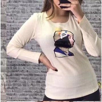 Blusa de frio feminina manga comprida nova primavera e outono