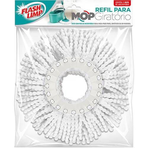 Refil Microfibra 16cm para Mop Giratório Esfregão Pró 3 em 1 360 Flash Limp RMOP8210 em Oferta na Shopee