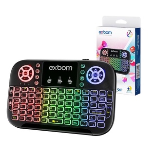Mini teclado sem fio 2 modos bluetooth ou receptor 2.4G com LED BK-BTI8S Exbom