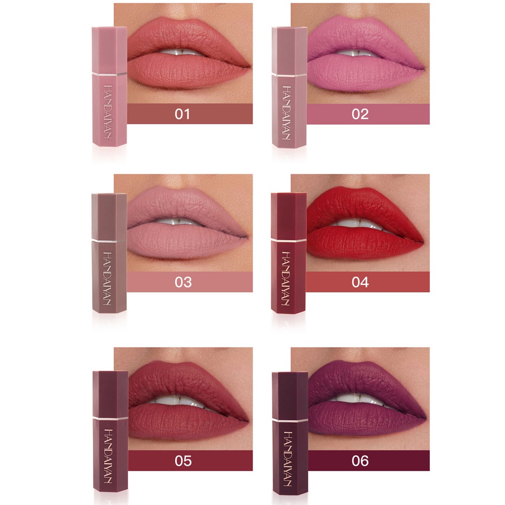 Detalhes do HANDAIYAN 6 Cores Maquiagem Batom Mate À Prova D'água De Longa Duração Vermelho Rosa Veludo Nude Lipsticks Mulheres Cosméticos Tianna
