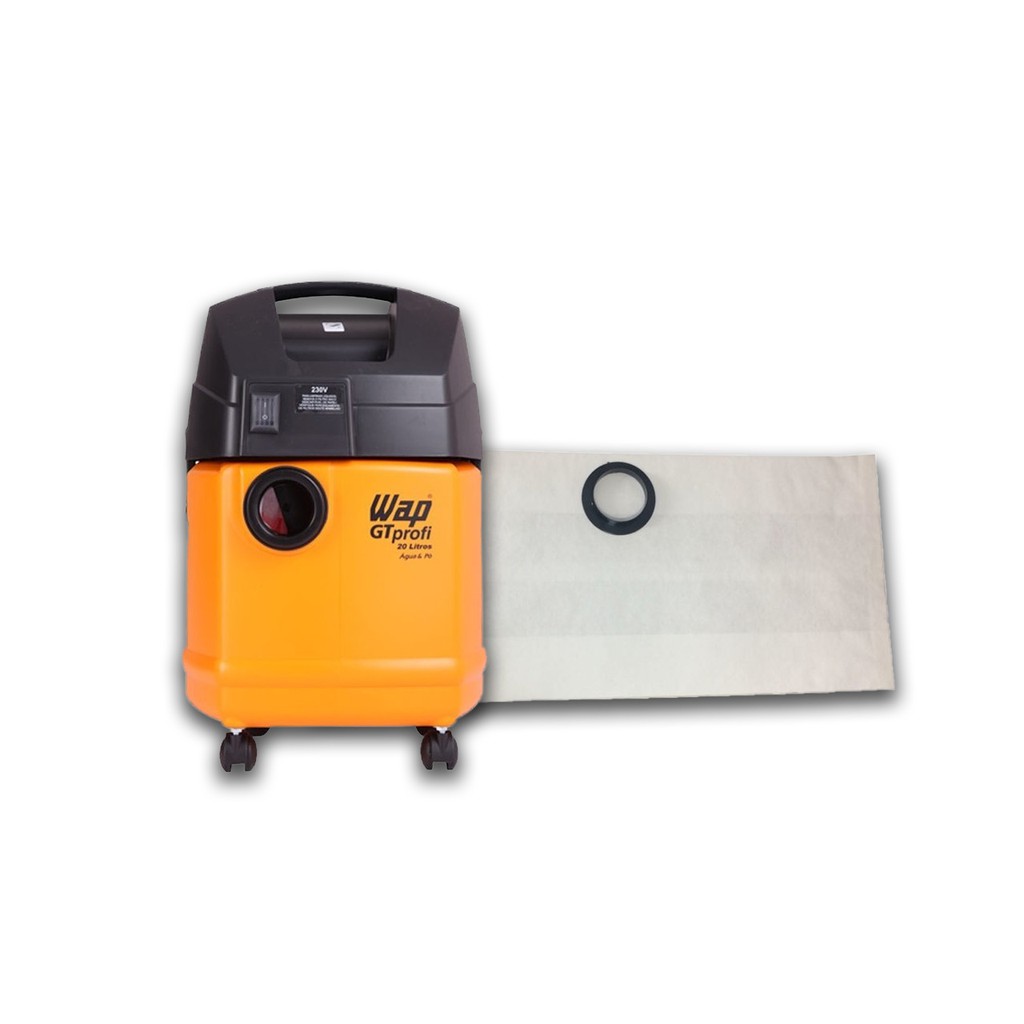 3 Sacos Descartáveis Compatíveis Para Aspirador de Pó WAP GT Profi 20 L (Bocal de Encaixe de 6,3 cm)