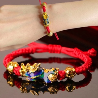 Unisex Feng Shui Pulseira De Corda Trançado Vermelho Para Mulheres PiXiu Pi xiu