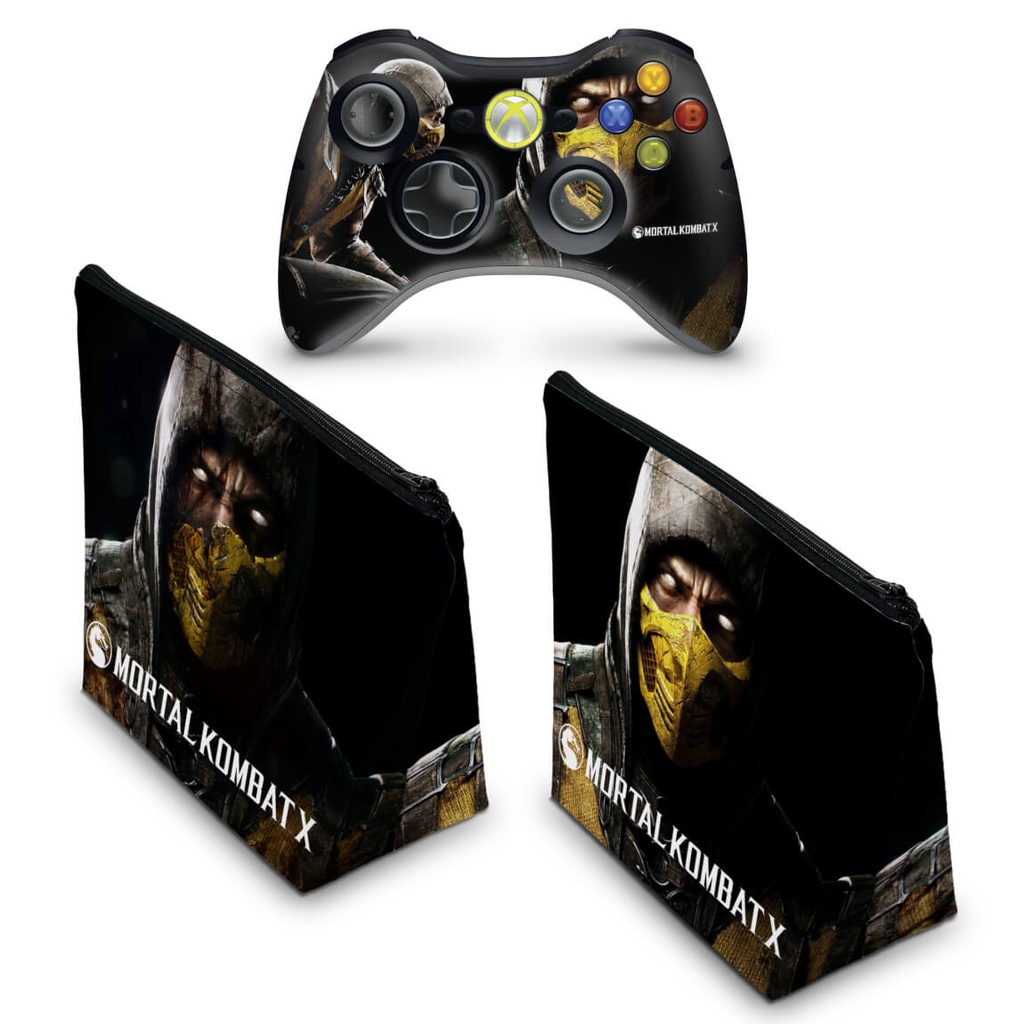 Capa Case e Skin Adesivo Xbox 360 Controle - Mortal Kombat X #a