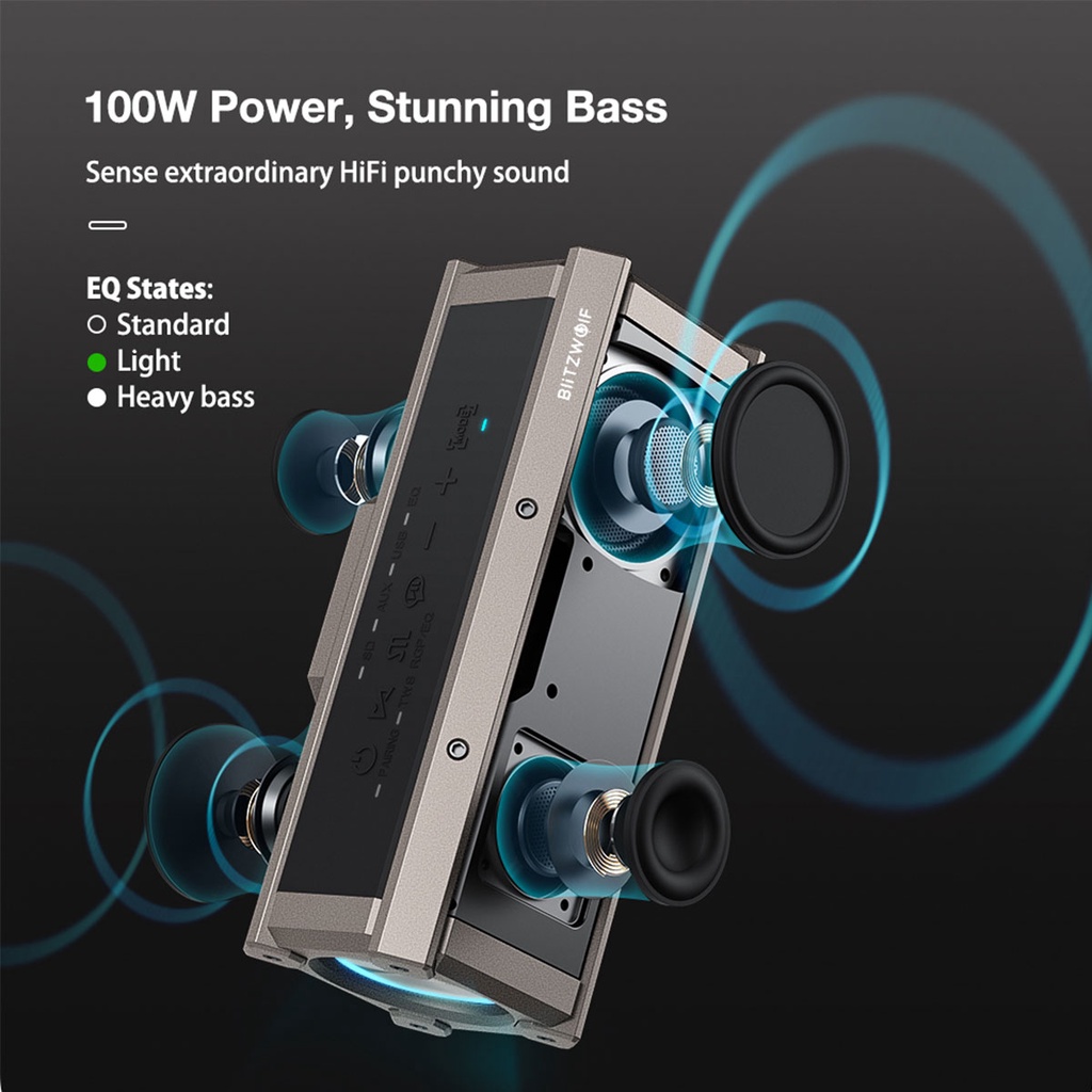 BlitzWolf ® BW-WA3 Alto-Falante Portátil bluetooth 100W - detalhe