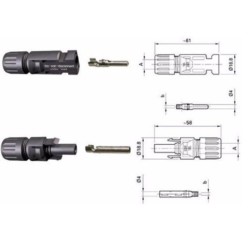 Conector MC4 P/ Painel Cabo Solar 4 a 6mm 30A - Par — imagem 2 de 2