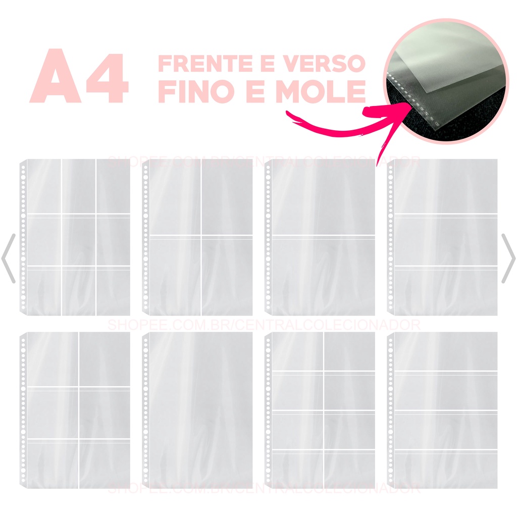 Folhas Binder A4 Bolsos Duplos Plástico Fichário Para Photocard Postcard Polaroid Páginas Double Sides