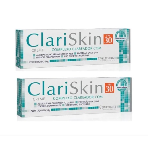 Kit c/2 Clariskin Creme clareador FPS 30 - 30g | Shopee Brasil