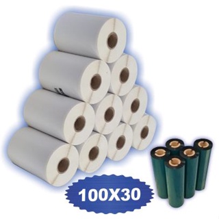 10 Rls Etiqueta 100x30 10x3 Couche + 5 Ribbons Cera em Oferta na Shopee