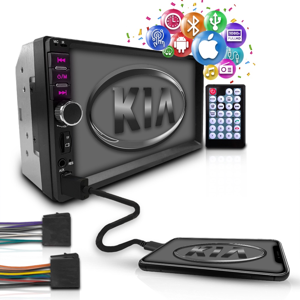 Central Multimidia Universal Mp5 Espelha Android Ios Kia em Oferta na Shopee