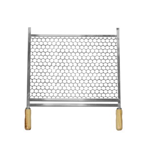 Grelha Tela Moeda Inox  Churrasco Tamanho 40x60 Cabo Alumínio Ou Madeira