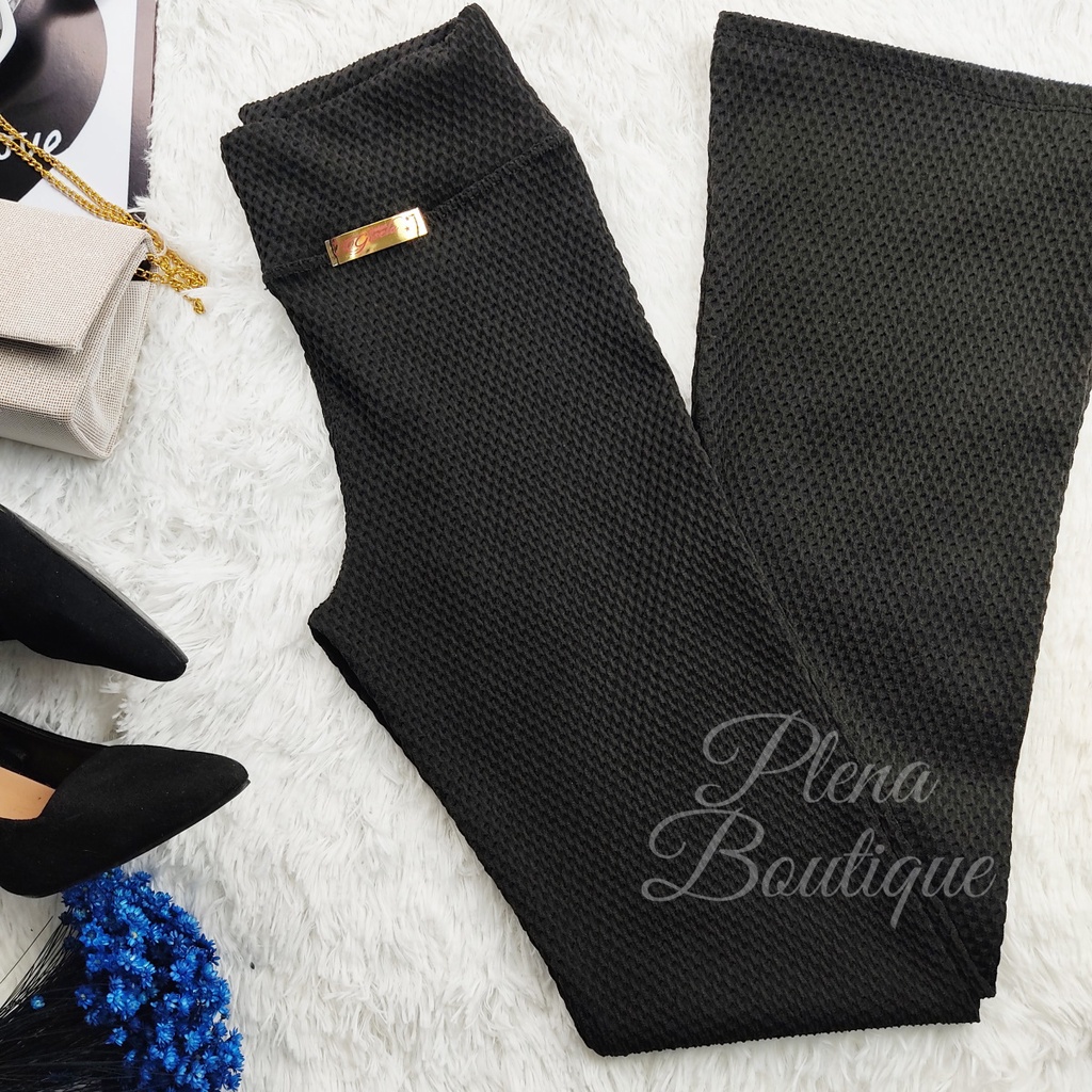 Calça Feminina Flare Bailarina Boca de Sino Colmeia Casual em Oferta na Shopee