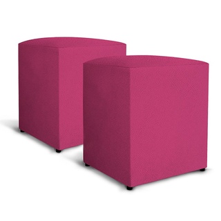 Kit 2 Puffs Pufes Corino Quadrado Cor - ROSA PINK